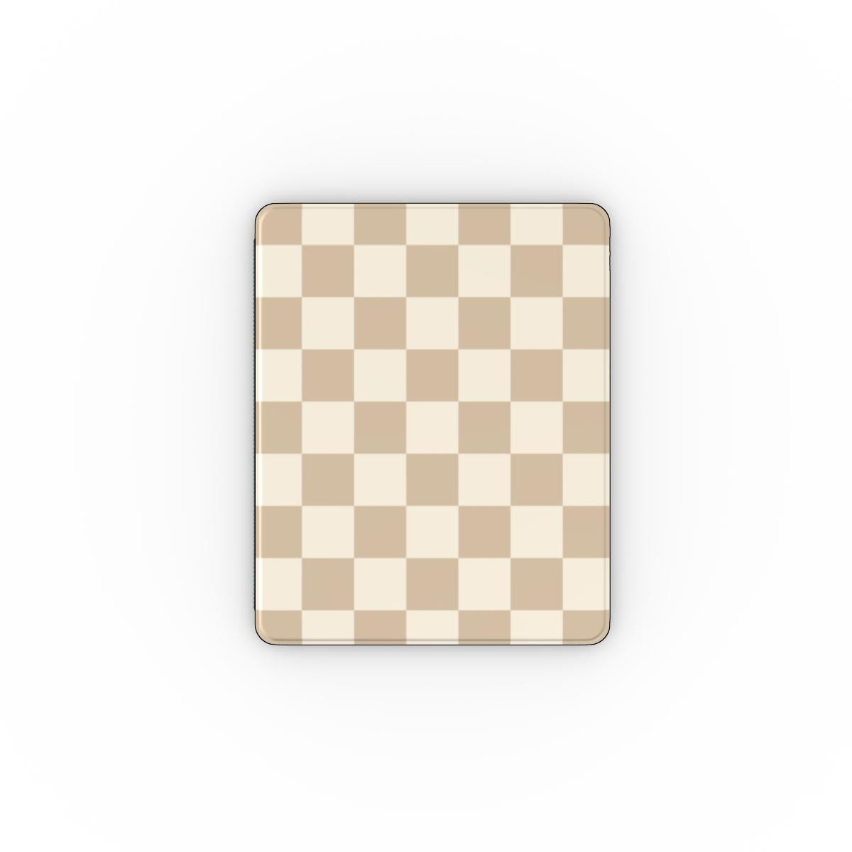 Timeless Elegance Checkered iPad Case - Beige Tech Accessories GalactiGuard   