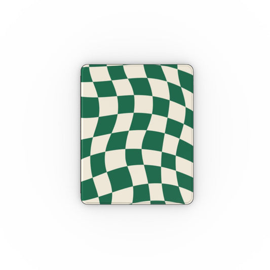 Green Glitch Warp Checkered iPad Case Tech Accessories GalactiGuard   