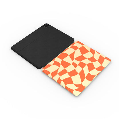 Orange Zest Warp Checkered iPad Case Tech Accessories GalactiGuard   