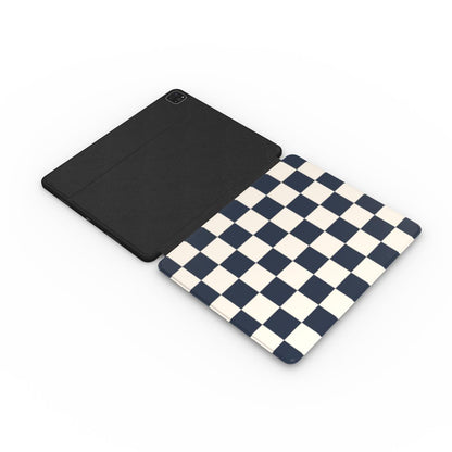 Classic Cool Checkered iPad Case - Navy Blue Tech Accessories GalactiGuard   