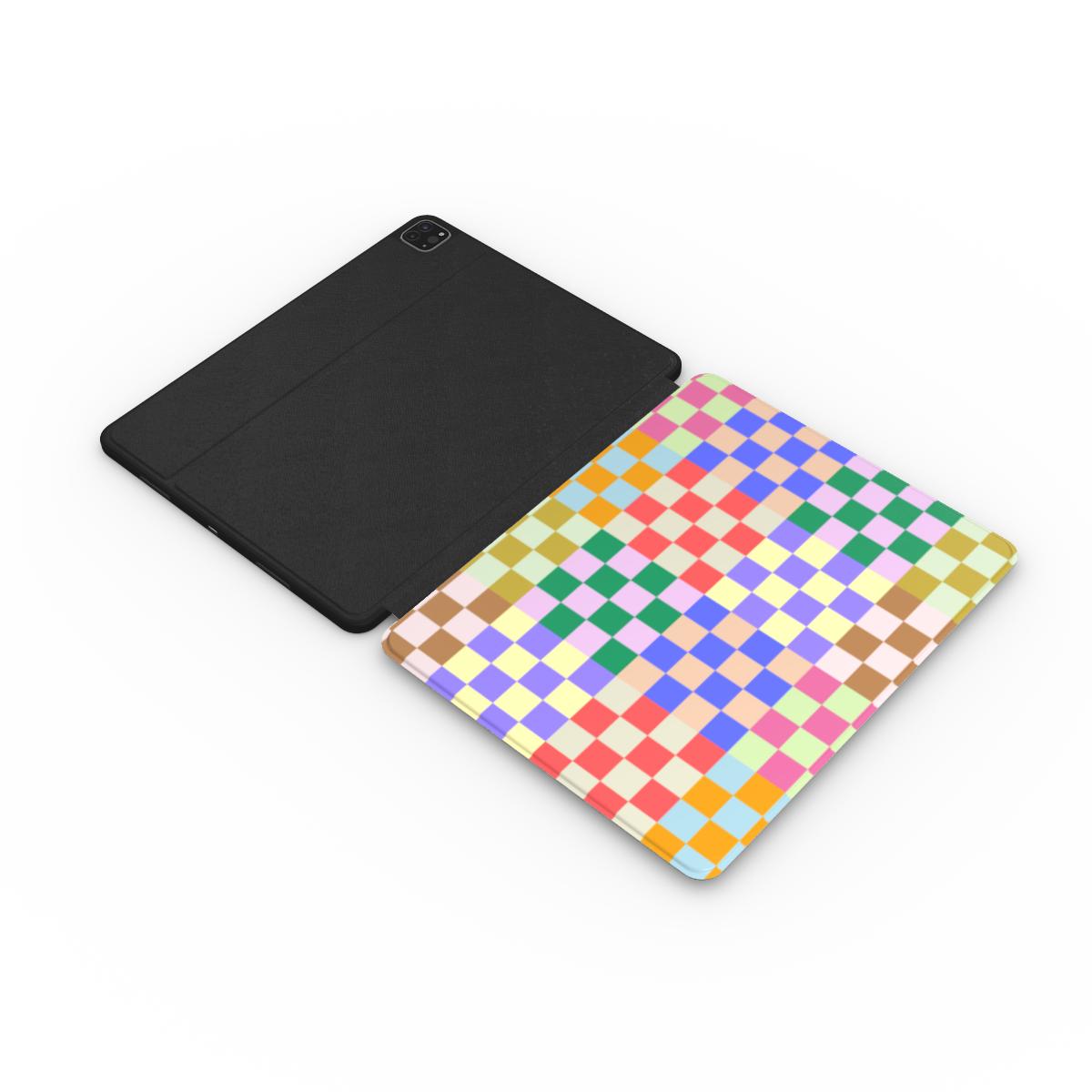 Checkmate Chic Checkered iPad Case - Colorful Tech Accessories GalactiGuard   