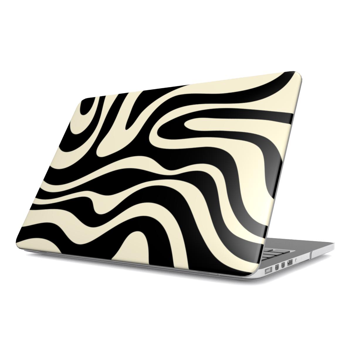 Black Waves Trendy Y2K MacBook Case Tech Accessories GalactiGuard   