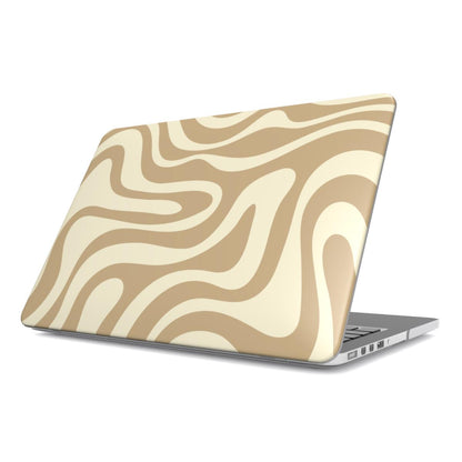 Beige Waves Trendy Y2K MacBook Case Tech Accessories GalactiGuard   