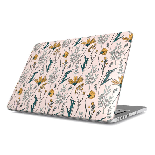 Golden Blooms Cottagecore Floral MacBook Case Tech Accessories GalactiGuard   