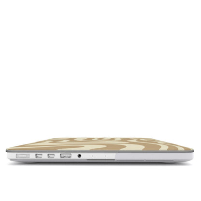 Beige Waves Trendy Y2K MacBook Case Tech Accessories GalactiGuard   