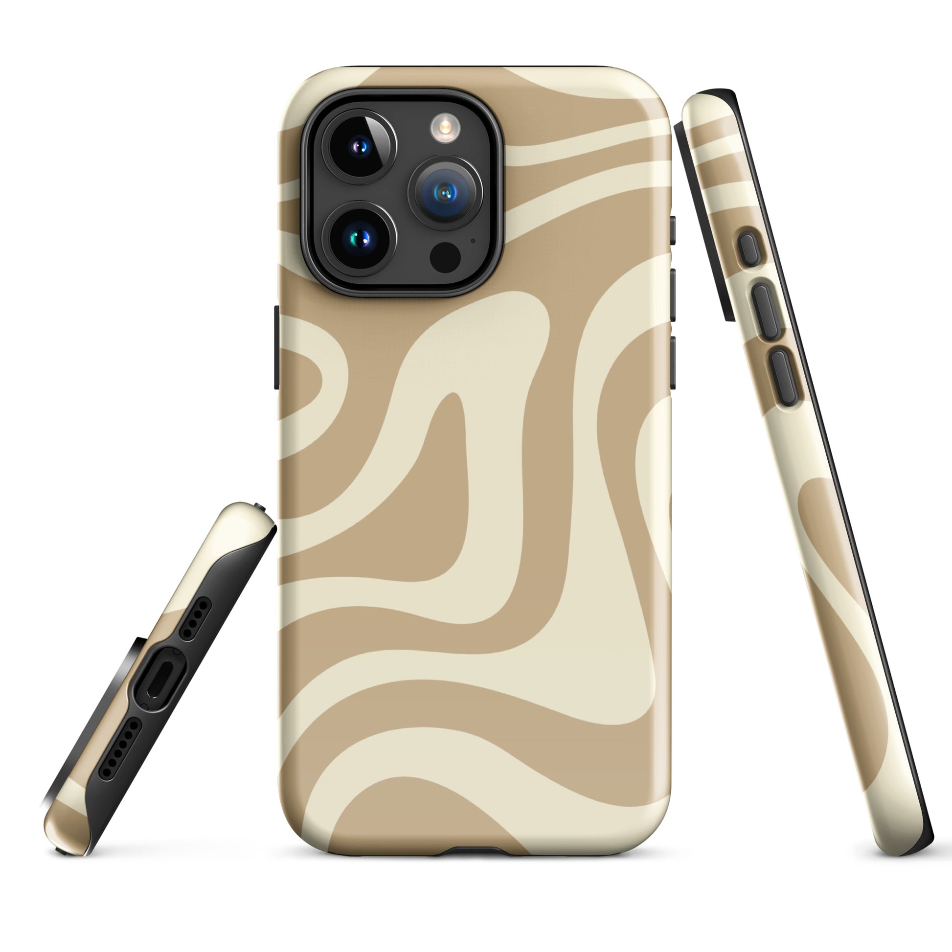 Beige Waves Trendy Y2K iPhone Case Phone Cases GalactiGuard   