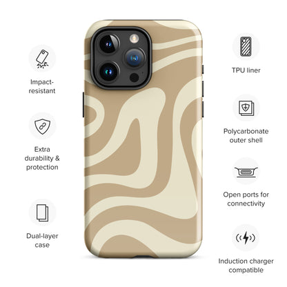 Beige Waves Trendy Y2K iPhone Case Phone Cases GalactiGuard   