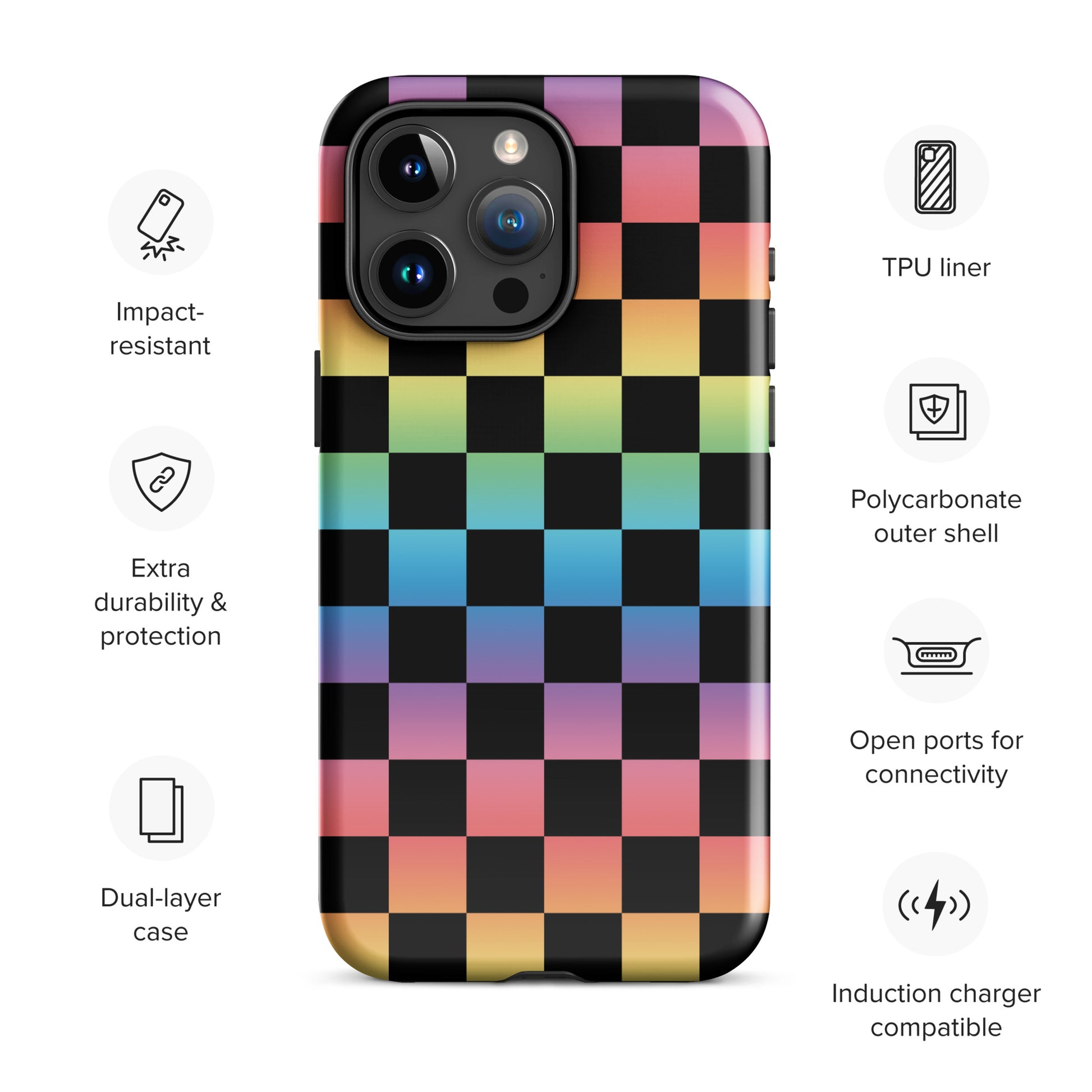 Gradient Glam Checkered iPhone Case - Ombre Phone Cases GalactiGuard   