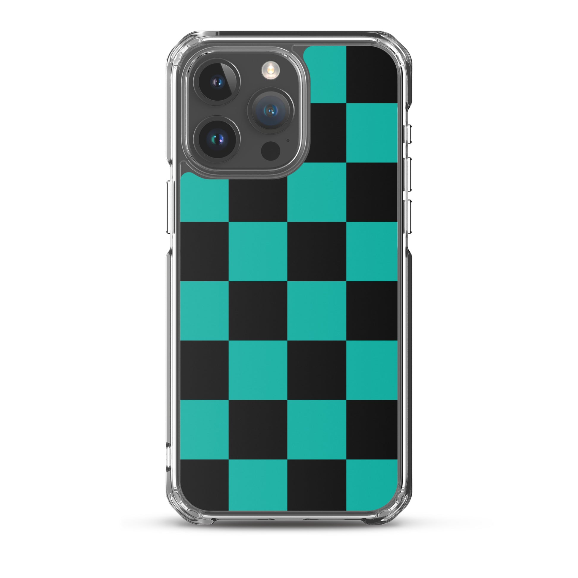 Midnight Mosaic Checkered iPhone Case - Black Teal Phone Cases GalactiGuard   