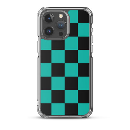 Midnight Mosaic Checkered iPhone Case - Black Teal Phone Cases GalactiGuard   