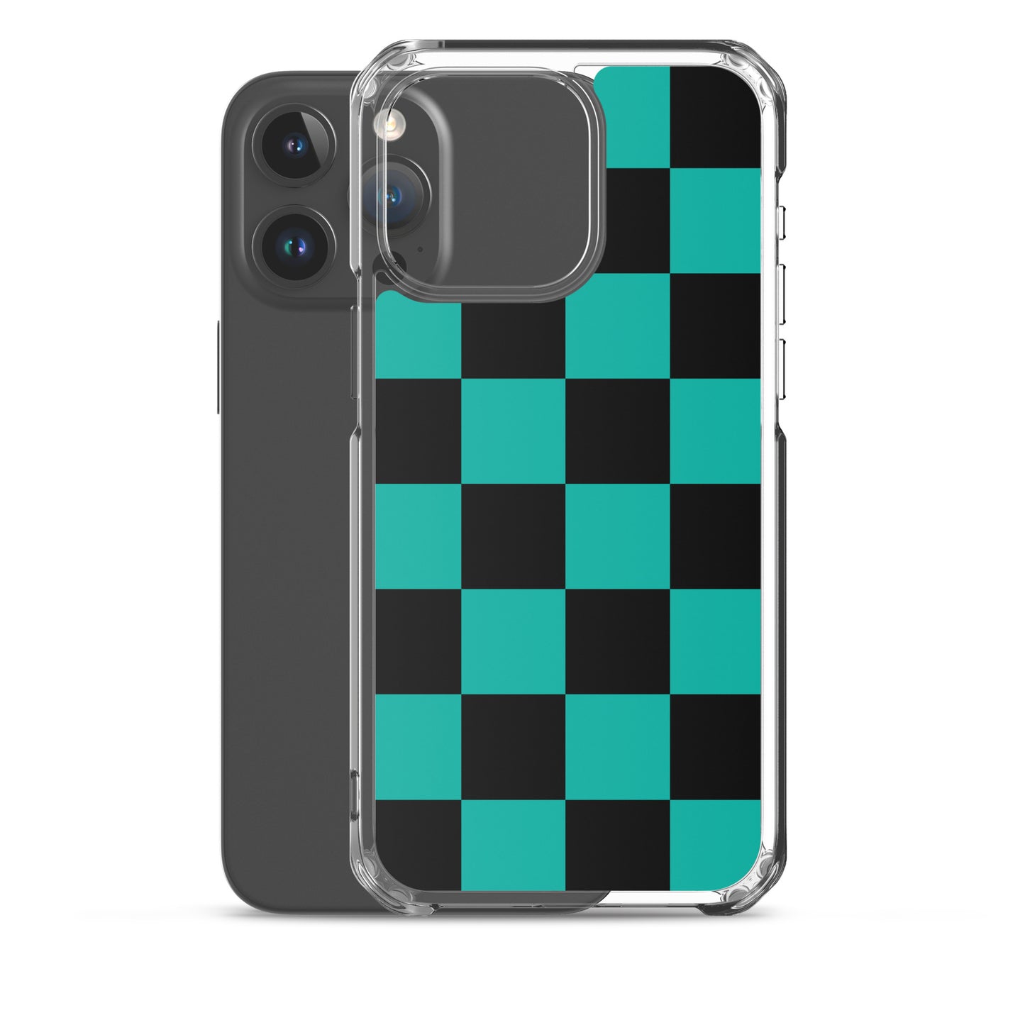 Midnight Mosaic Checkered iPhone Case - Black Teal Phone Cases GalactiGuard   