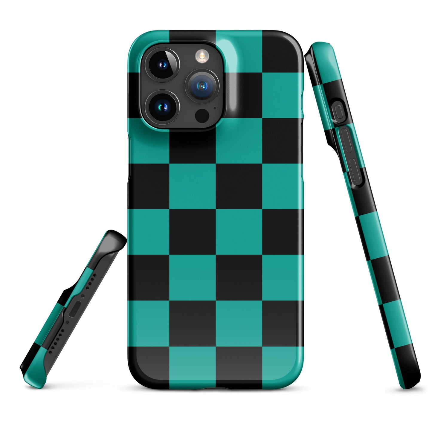 Midnight Mosaic Checkered iPhone Case - Black Teal Phone Cases GalactiGuard   