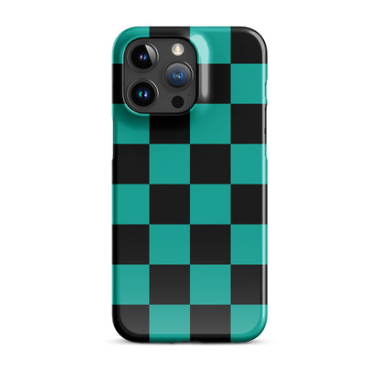 Midnight Mosaic Checkered iPhone Case - Black Teal Phone Cases GalactiGuard   