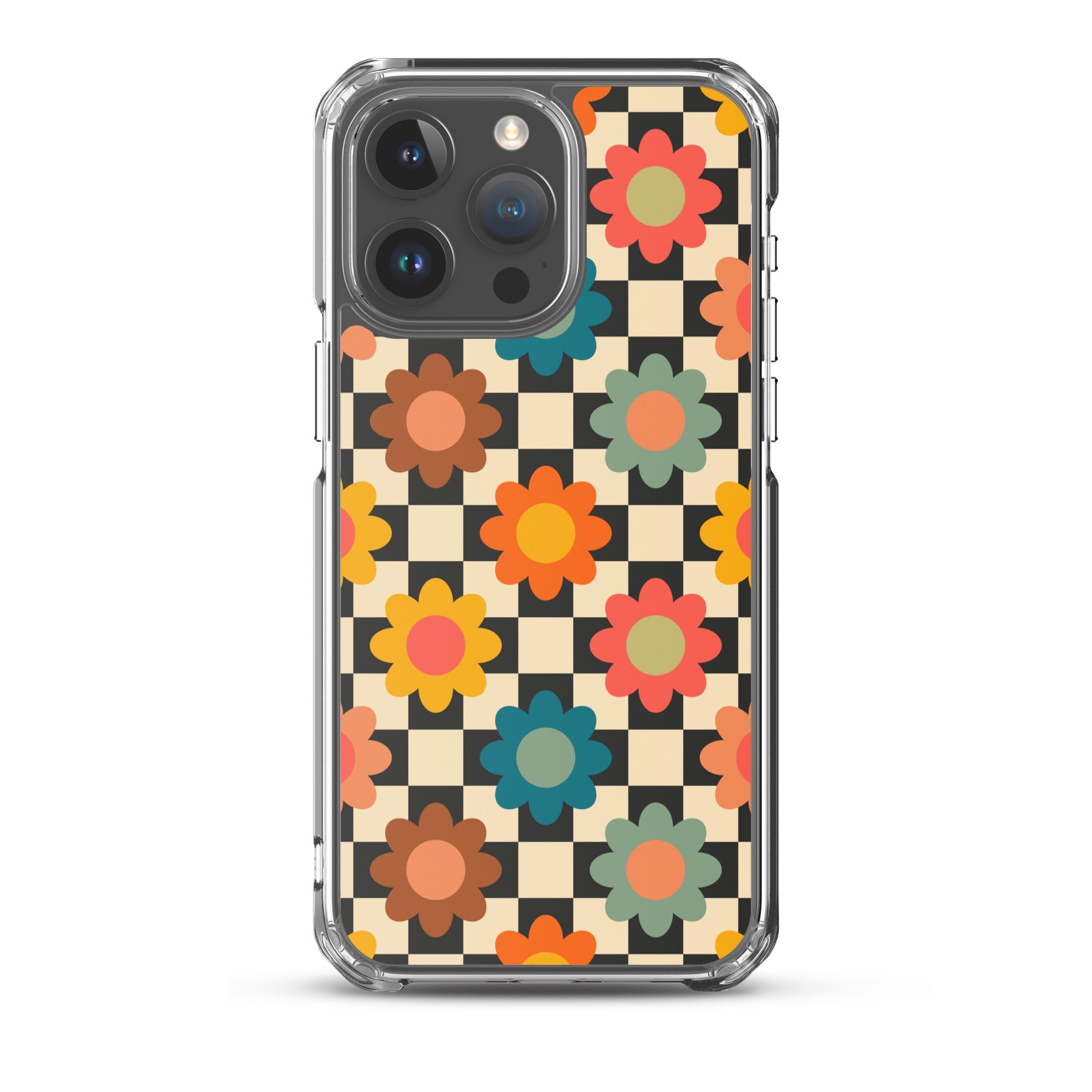 Checkered Petals Retro iPhone Case Phone Cases GalactiGuard   