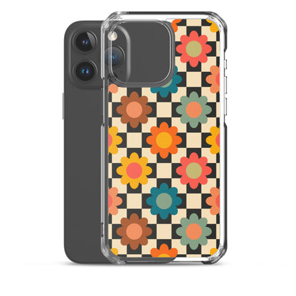 Checkered Petals Retro iPhone Case Phone Cases GalactiGuard   