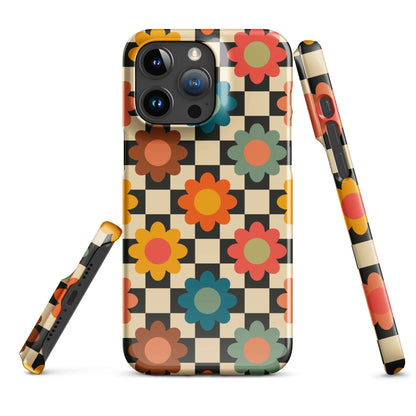 Checkered Petals Retro iPhone Case Phone Cases GalactiGuard   