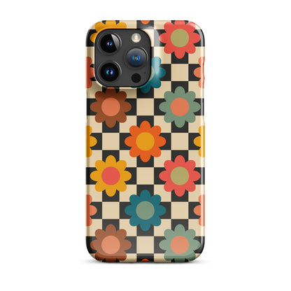 Checkered Petals Retro iPhone Case Phone Cases GalactiGuard   