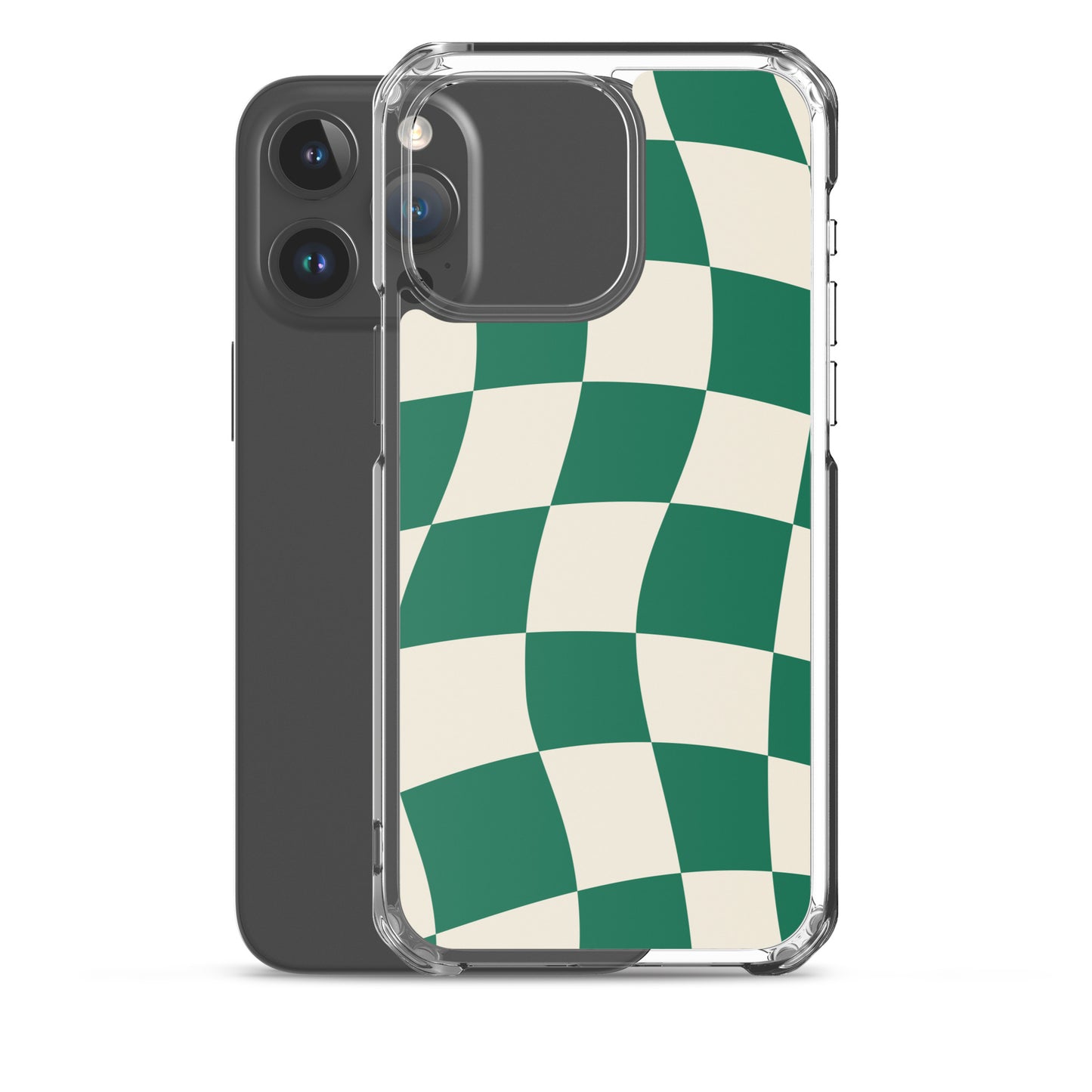 Green Glitch Warp Checkered iPhone Case Phone Cases GalactiGuard   