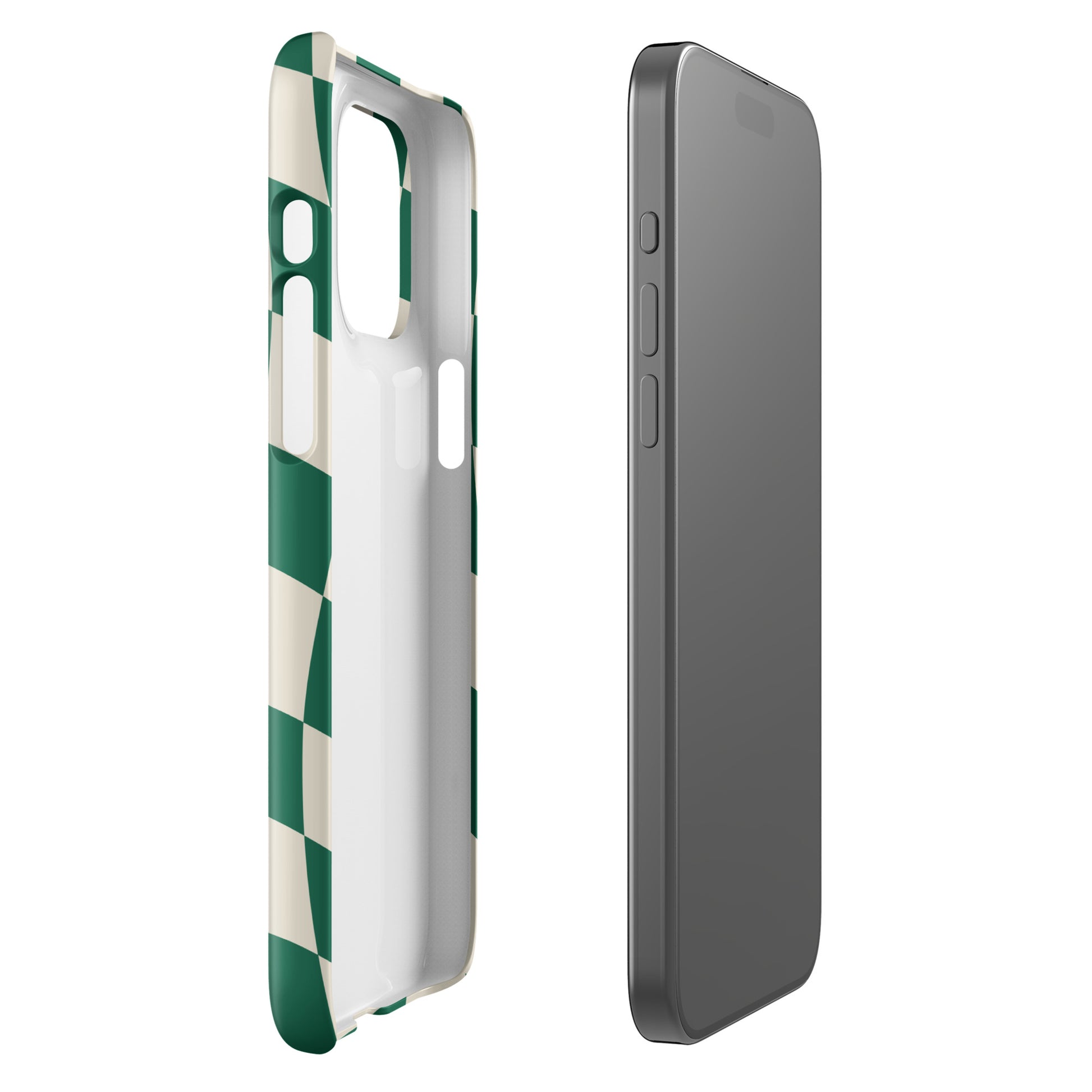 Green Glitch Warp Checkered iPhone Case Phone Cases GalactiGuard   