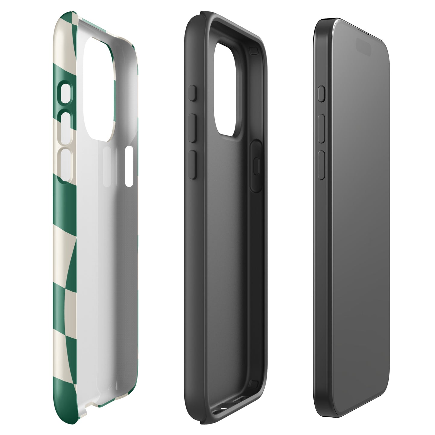 Green Glitch Warp Checkered iPhone Case Phone Cases GalactiGuard   