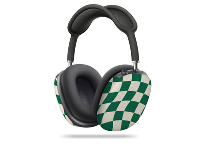 Green Glitch Warp Checkered AirPod Max Cover Tech Accessories GalactiGuard   