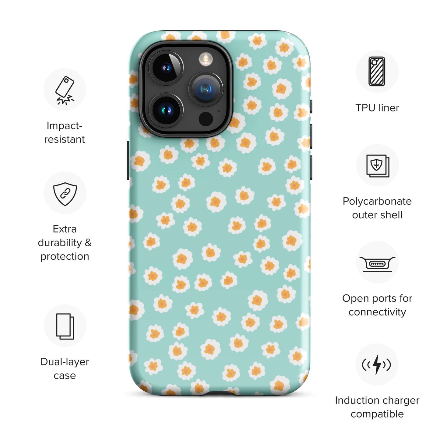 Mini Blooms Floral iPhone Case - Mint Green Phone Cases GalactiGuard   