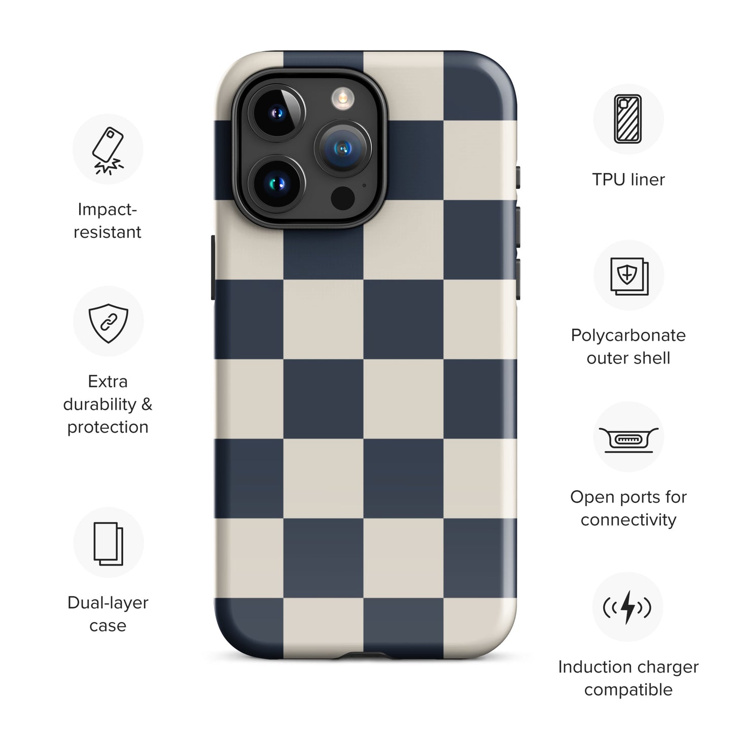 Classic Cool Checkered iPhone Case - Navy Blue Phone Cases GalactiGuard   