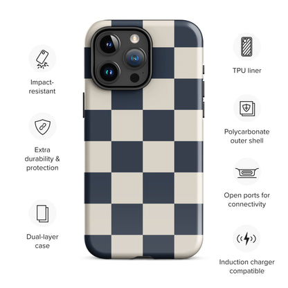 Classic Cool Checkered iPhone Case - Navy Blue Phone Cases GalactiGuard   