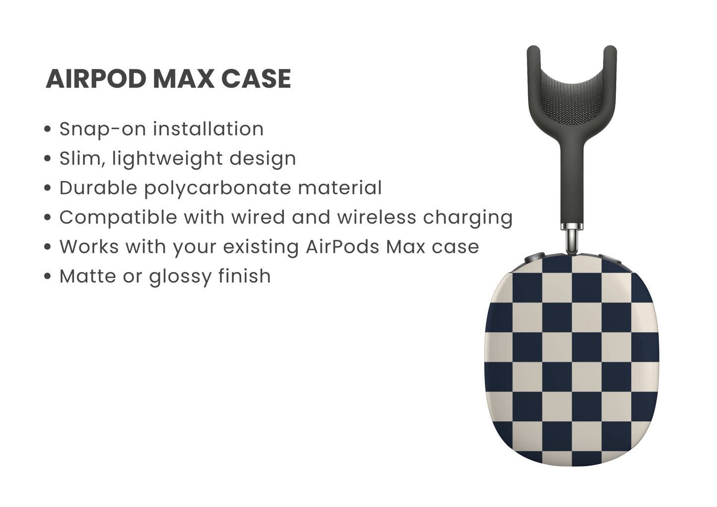 Classic Cool Checkered AirPod Max Cover - Navy Blue Tech Accessories GalactiGuard   