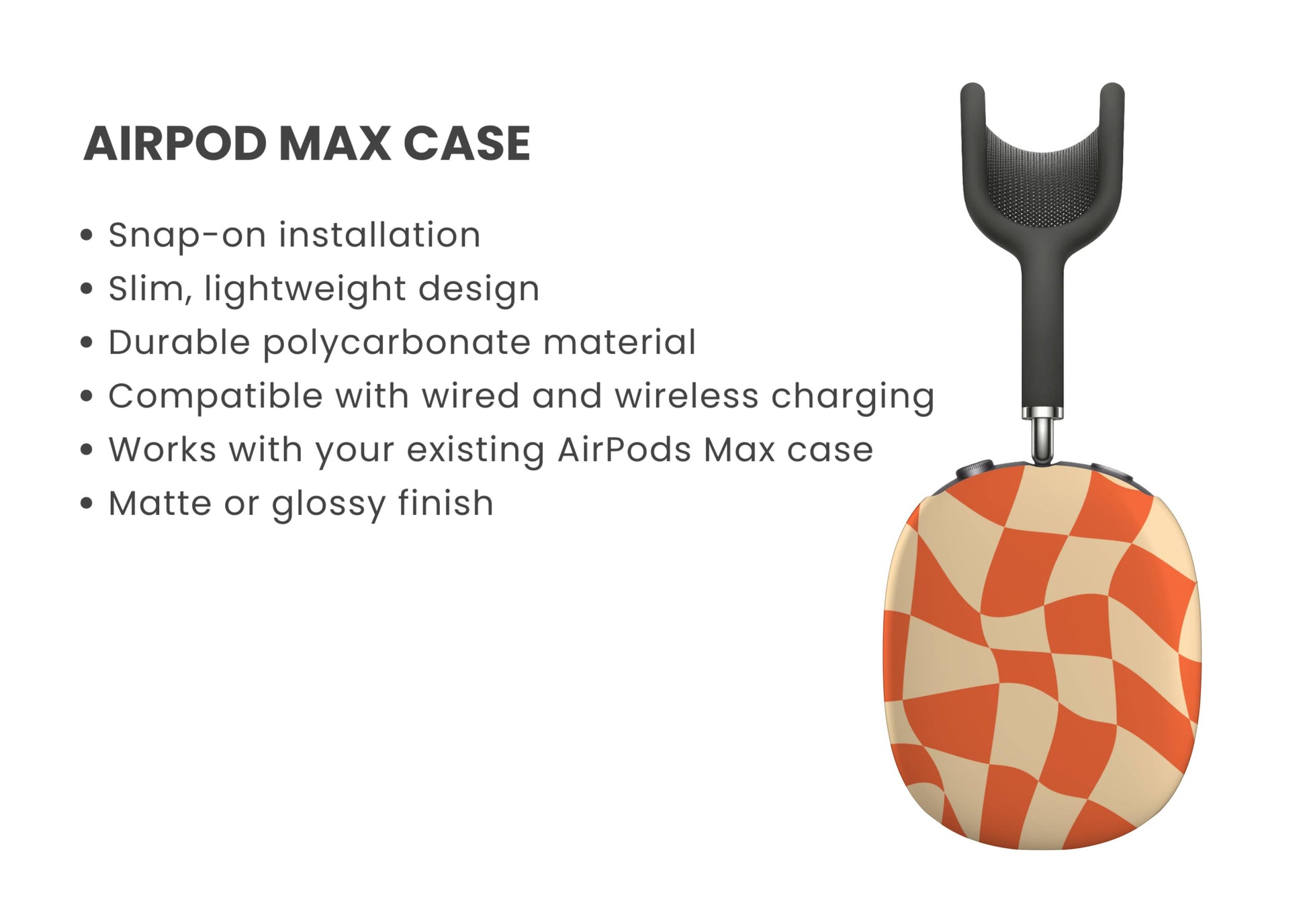 Orange Zest Warp Checkered AirPod Max Cover Tech Accessories GalactiGuard   