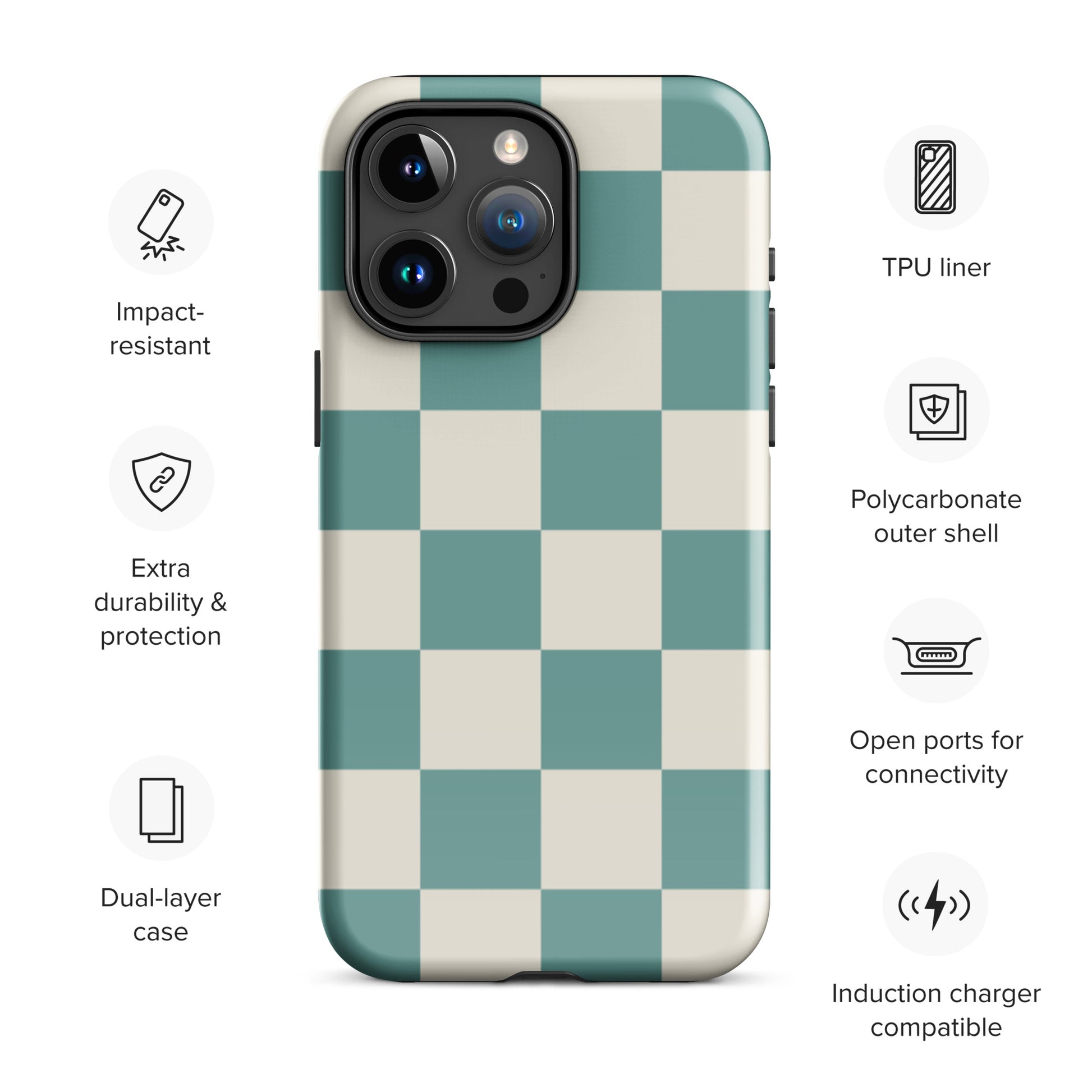 Groovy Greens Checkered iPhone Case Phone Cases GalactiGuard   