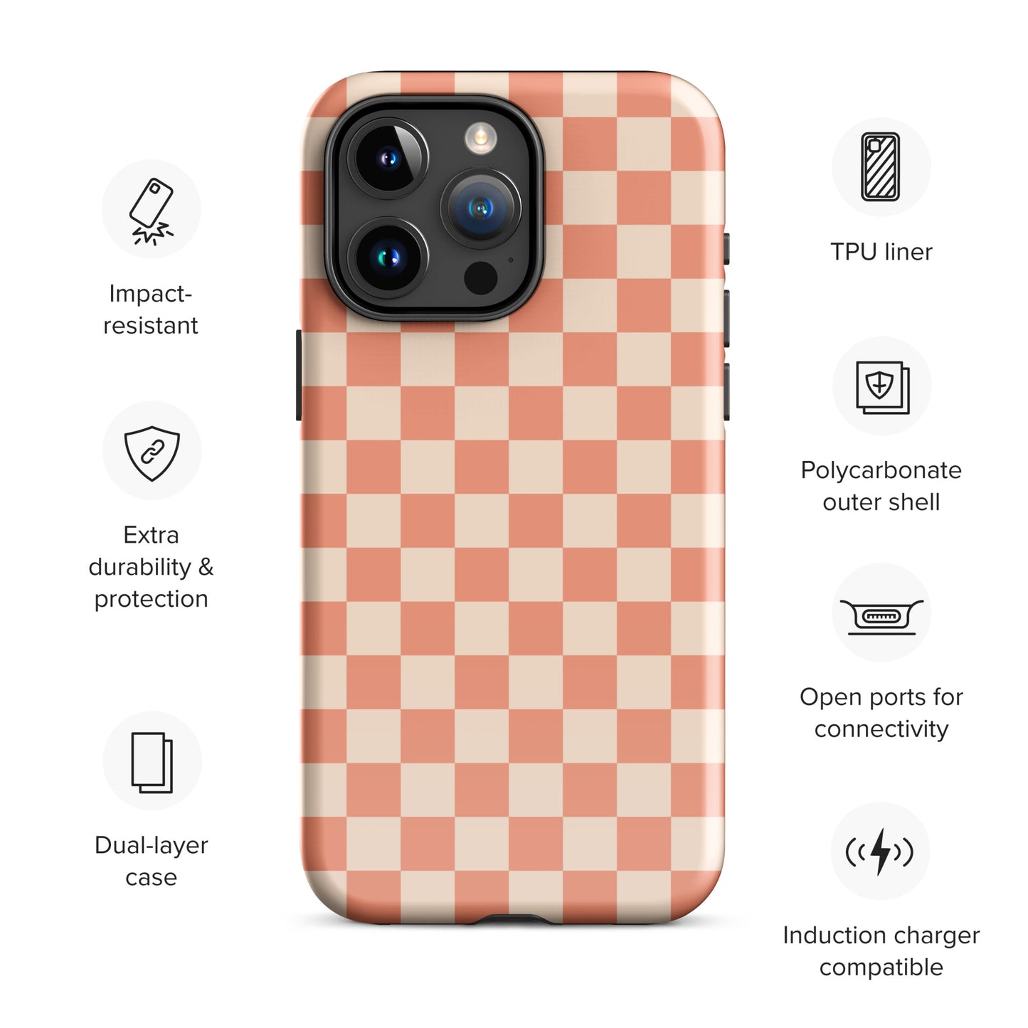 Sunset Vibes Checkered iPhone Case - Orange Phone Cases GalactiGuard   