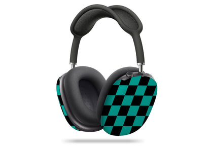 Midnight Mosaic Checkered AirPod Max Cover - Black Teal Tech Accessories GalactiGuard   