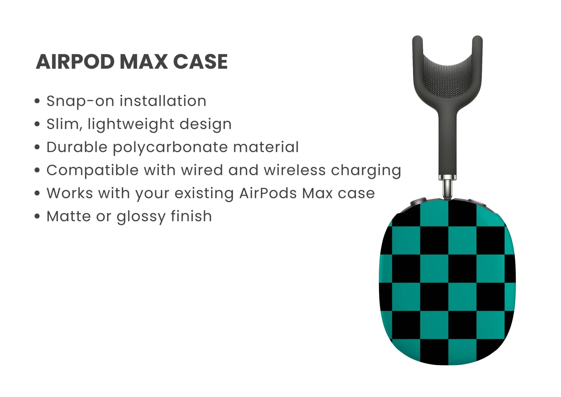 Midnight Mosaic Checkered AirPod Max Cover - Black Teal Tech Accessories GalactiGuard   