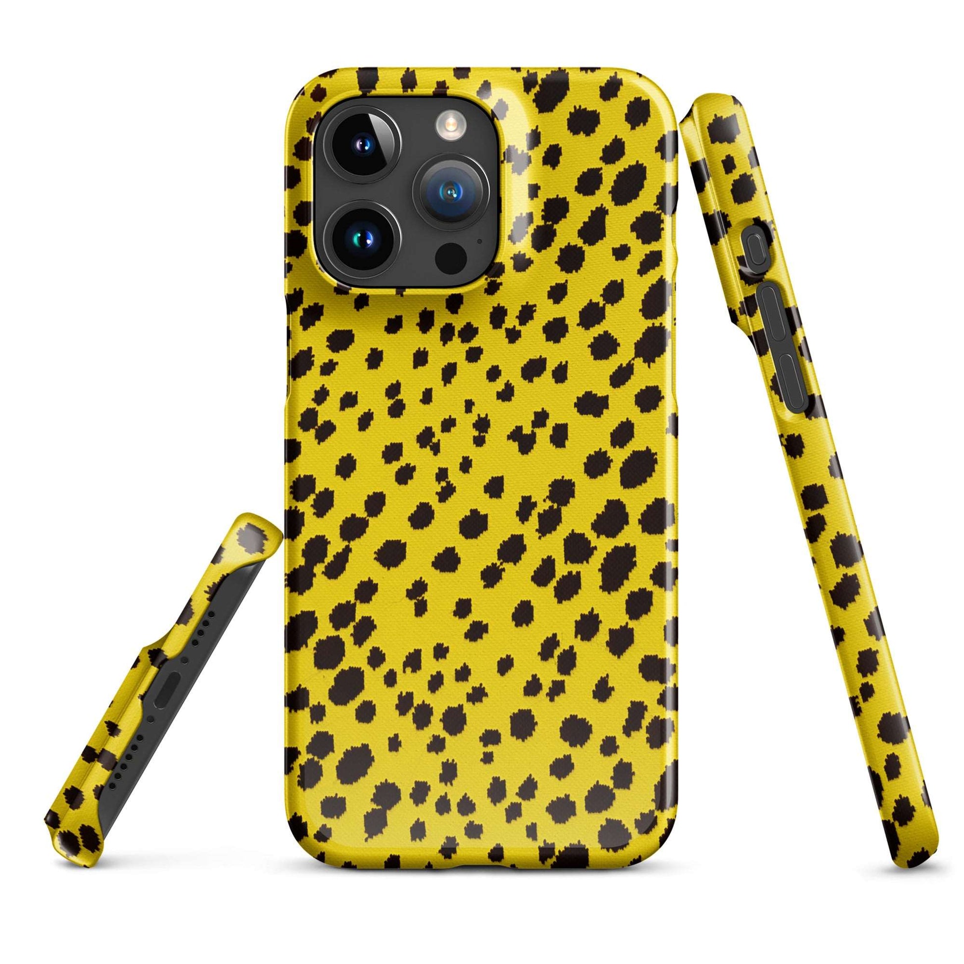 Mellow Meow Leopard Dots iPhone Case - Yellow Phone Cases GalactiGuard   