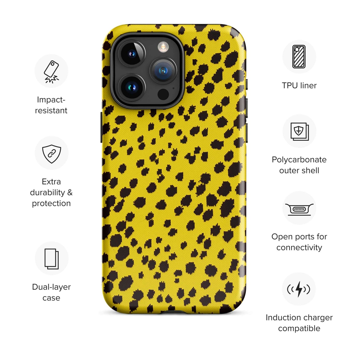 Mellow Meow Leopard Dots iPhone Case - Yellow Phone Cases GalactiGuard   