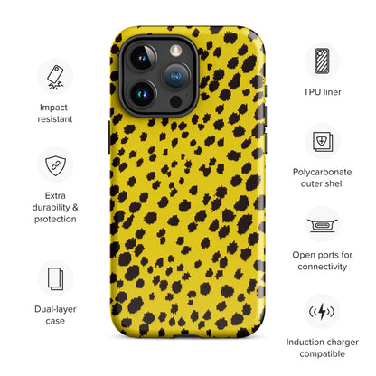 Mellow Meow Leopard Dots iPhone Case - Yellow Phone Cases GalactiGuard   